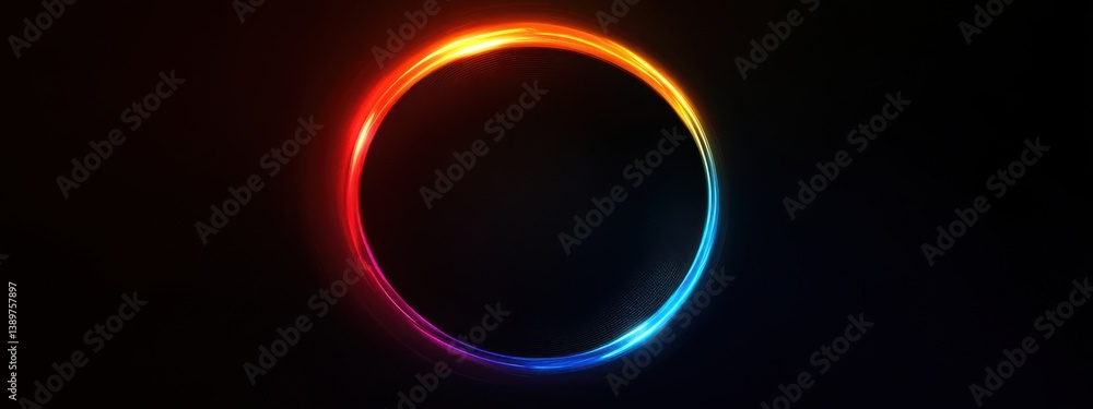 Poster colorful light circle with vibrant glowing edges against a dark background creating a captivating vi