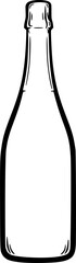 A black and white silhouette of a champagne bottle
