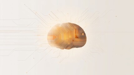A glowing digital brain symbolizing AI driven big data processing.