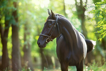 Horse portrait in forest