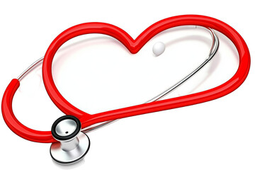Red Heart Shaped Stethoscope Isolated Illustration Transparent Background