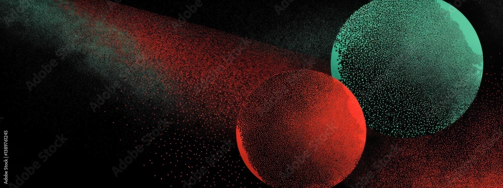 Aufkleber colorful abstract representation of spheres and light in a dark background showcasing dynamic moveme