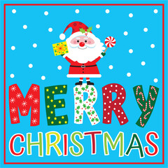 Christmas card with cute santa