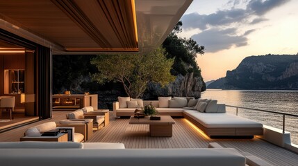 Fototapeta premium A luxury lifestyle with a person relaxing on a yacht.