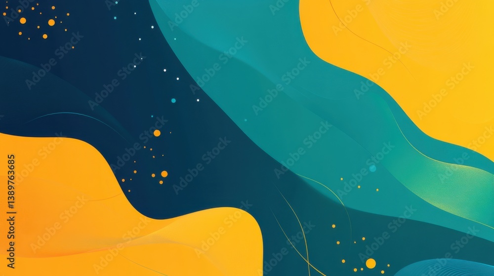 Poster colorful abstract waves create a vibrant background with fluid shapes and contrasting tones of blue 