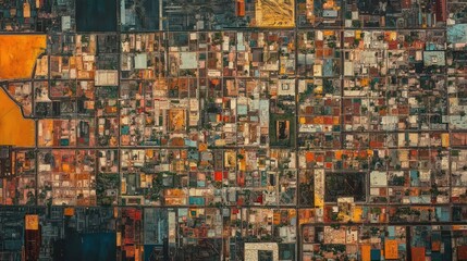 Obraz premium Urban landscape mosaic. Aerial view of city blocks
