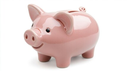 Fototapeta premium Cute Pink Piggy Bank with Tiny Ears for Saving Money