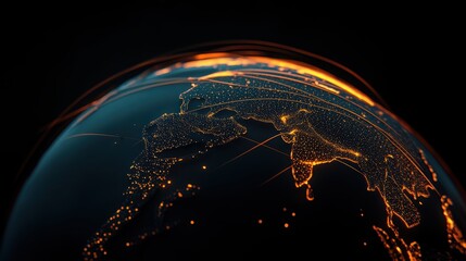 A holographic globe showcasing real time global network traffic.