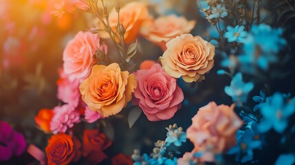 Vibrant Rose Bouquet: A Sunlit Garden Romance