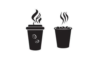 Coffee icon collection - vector outline illustration and silhouette