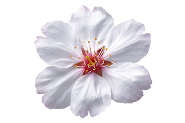 Close-up white cherry blossom isolated on transparent background