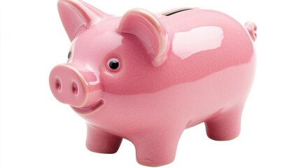 Fototapeta premium Simple Pink Piggy Bank Standing Upright
