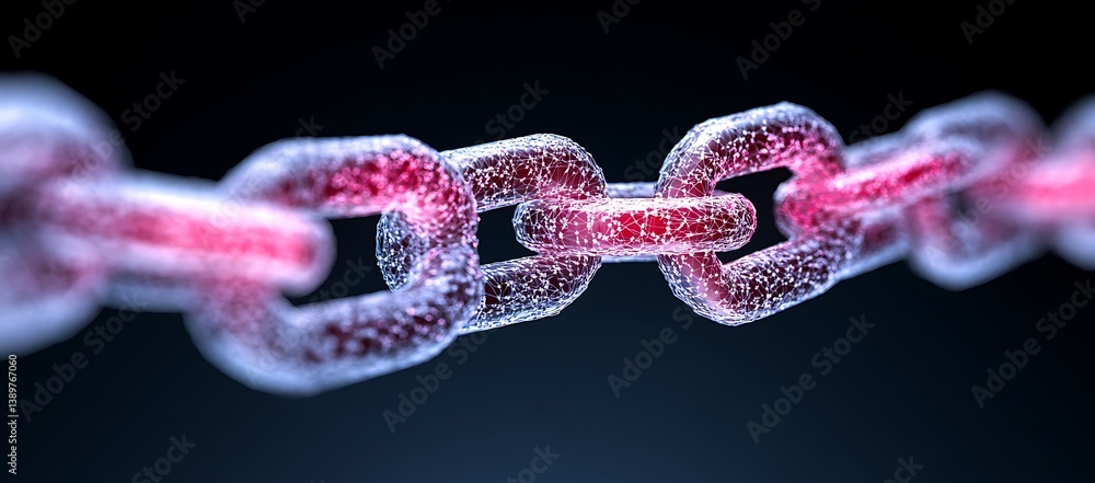Aufkleber a digital glowing chain with interconnected links displayed against a dark background
