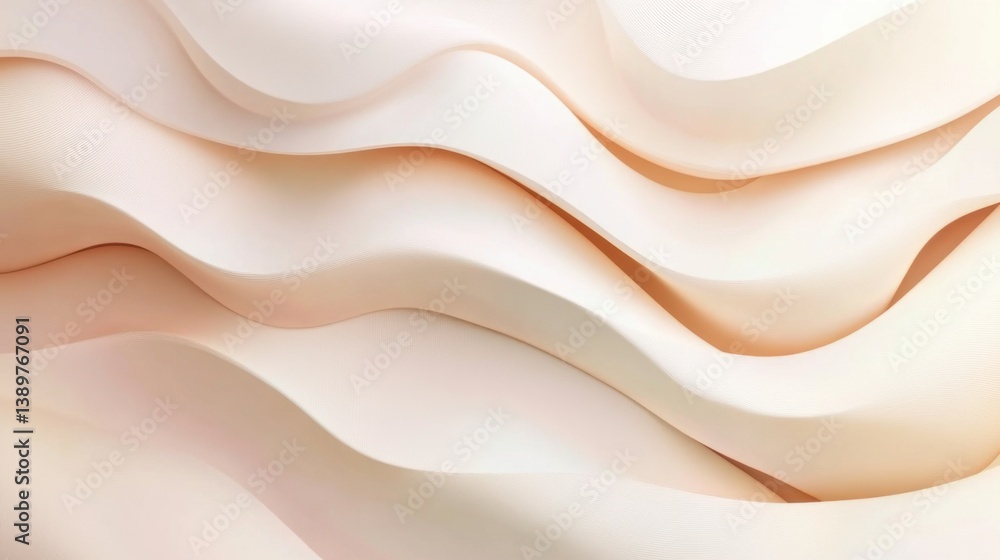 Poster soft, flowing fabric with gentle waves and a warm beige color displayed artfully in a serene setting