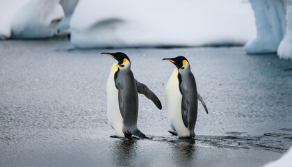 Fototapeta premium Penguins in the Freezing Landscape Wildlife Photography Cold Environment