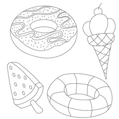 Summer Clipart Illustrations: Hand-drawn Summer Doodles: Cartoon Summer Clipart Set