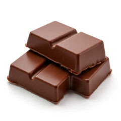 Fototapeta premium Rich dark chocolate squares, a decadent treat promising pure indulgence and blissful moments, captured in sharp focus against a bright white background.