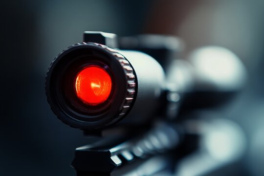 Close-up of a rifle scope with a red dot sight (1)
