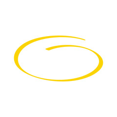 Yellow circle pen draw, hand written yellow circle for marking text, number, note, icon. Hand draw circle line.