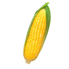 Fresh, yellow corn on the cob with green husks, perfect for summer dishes and healthy eating. Isolated on a white background.