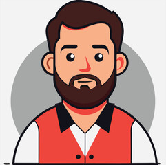 Obraz premium Vector Illustration Of A Bearded Man In A Red Vest Character Design