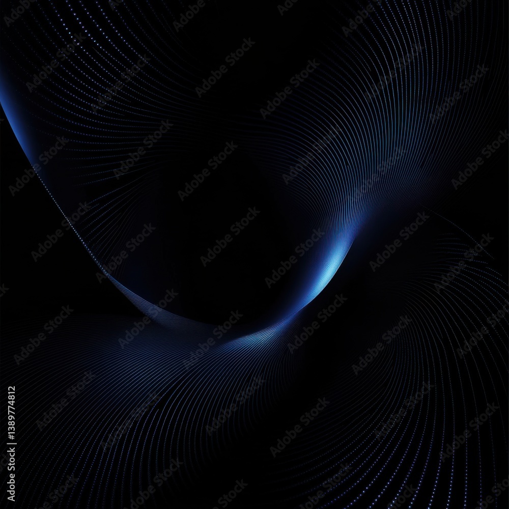 Poster abstract blue wave on a black background creating a dynamic and serene visual effect during nighttim