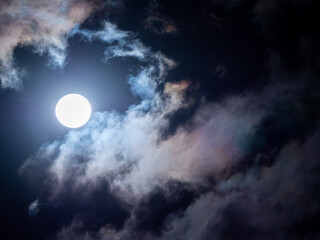 Full Moon Glow in Thick Clouds