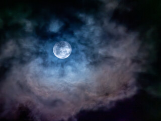 Moon Glow Amidst Cloud Veil