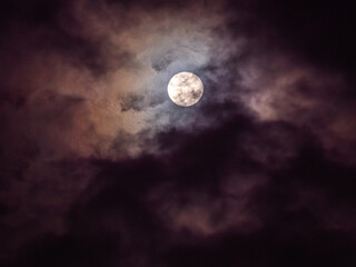 Silver Moon Casts Light Through Crimson Clouds..คำอธิบายภาพ (Description)