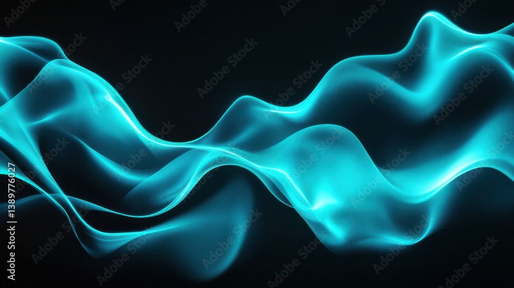 Poster fluid blue waves flowing gracefully against a dark background creating a mesmerizing visual effect d