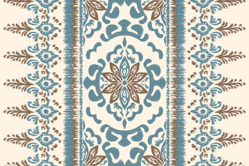 Motifs Ikat floral paisley embroidery background. Geometric ethnic oriental pattern traditional.Aztec-style abstract vector illustration. design for texture, fabric, clothing, wrapping decoration