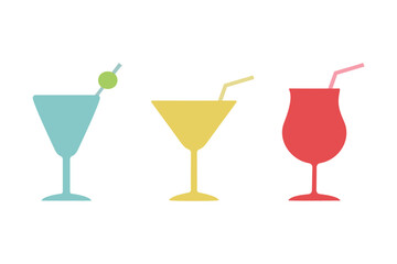 Colorful Cocktail Glasses Vector Set