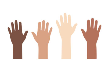 Diverse Raised Hands Vector Illustration