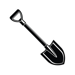 Shovel silhouette isolated on white background