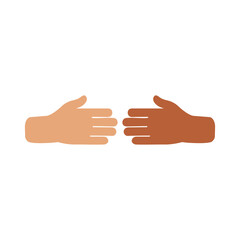 Diverse Hands Reaching Out to Each Other – Inclusion and Unity Concept Vector Illustration