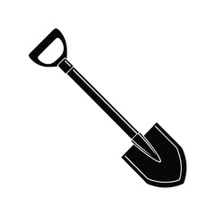 Shovel silhouette isolated on white background