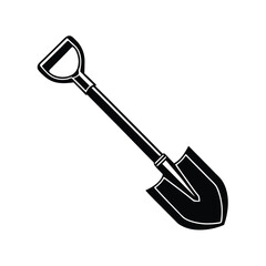 Shovel silhouette isolated on white background