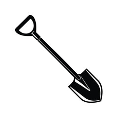 Shovel silhouette isolated on white background