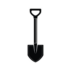 Shovel silhouette isolated on white background