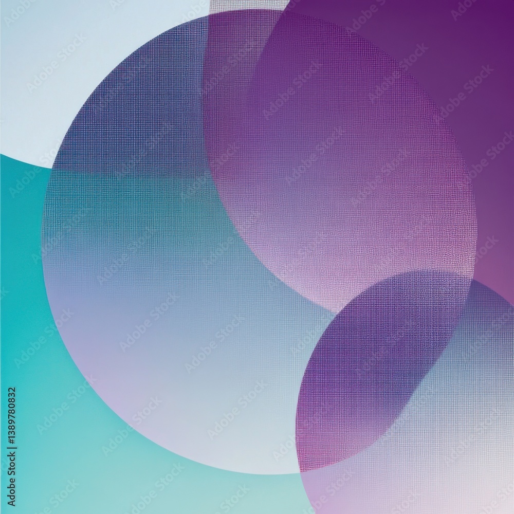 Poster abstract design featuring overlapping circles in shades of purple and teal with a smooth blending of