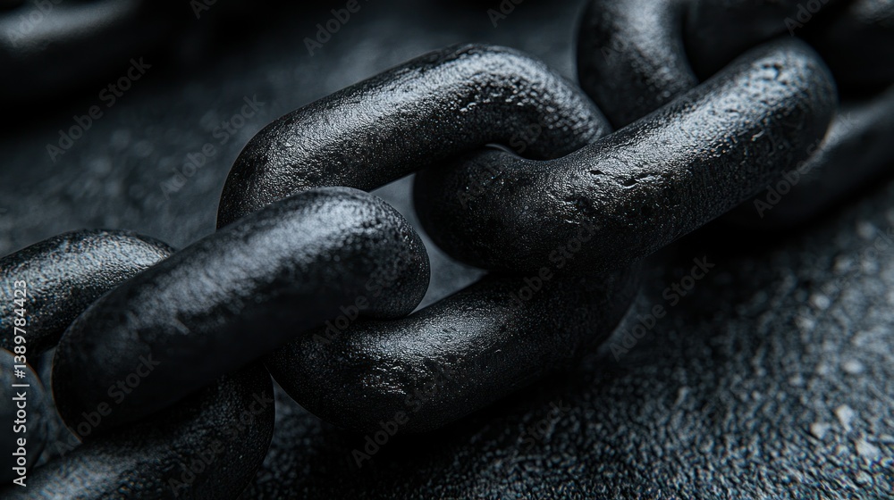 Poster the texture of the chain is prominent, showing signs of wear and use. the links are tightly connecte