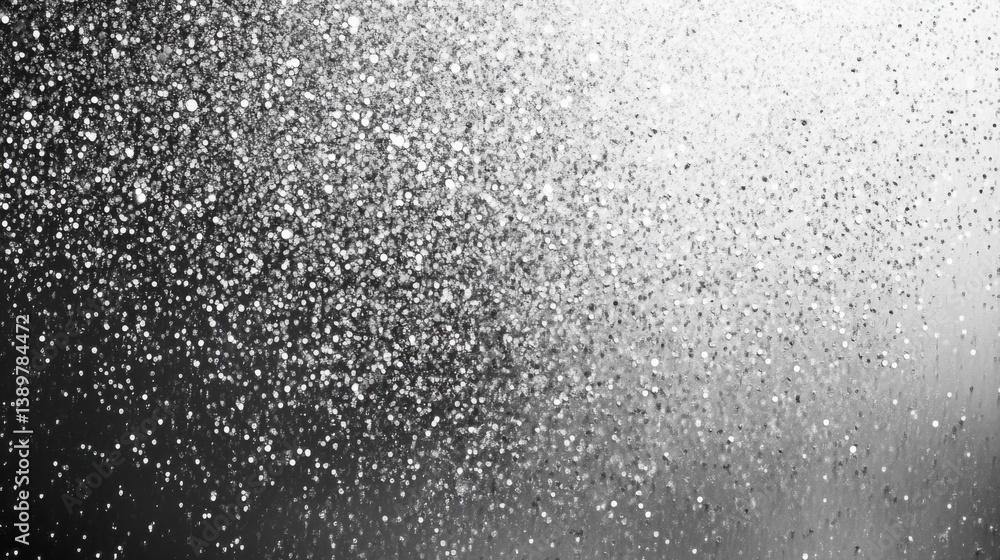 Poster sparkling water droplets create a shimmering effect in a captivating black and white setting during 