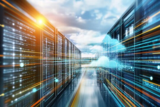 Conjunto de &iacute;conos de criptomonedas mostrando la tecnolog&iacute;a blockchain y el almacenamiento en la nube en un entorno digital