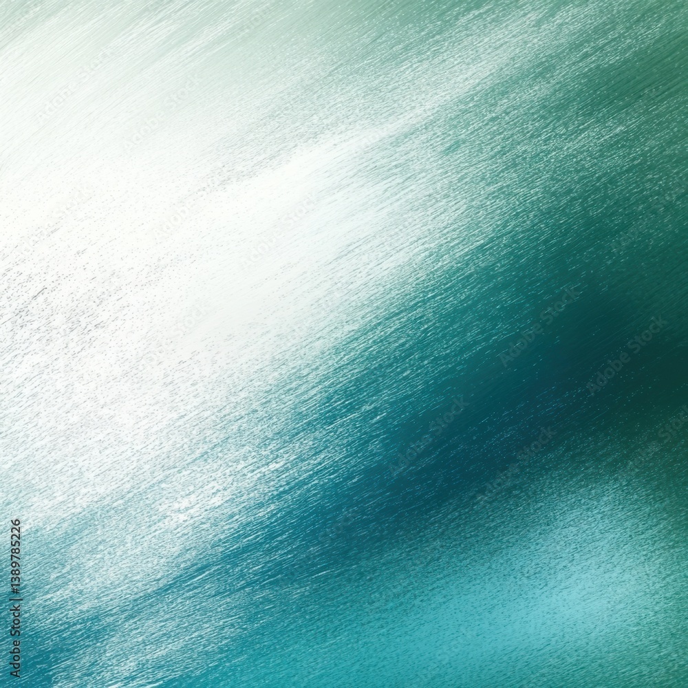 Poster abstract design with soft waves of turquoise and silver colors creating a serene atmosphere in a con