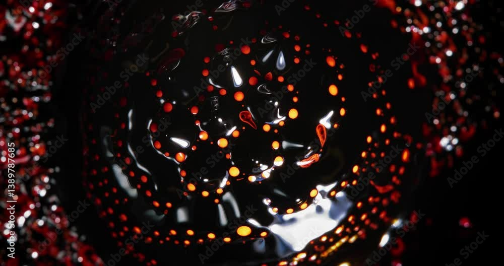 Poster mesmerizing alcohol ink blending and mixing are producing abstract dark art with orange and black co