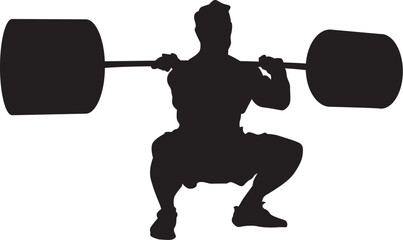 Vector silhouette of a man lifting heavy weight