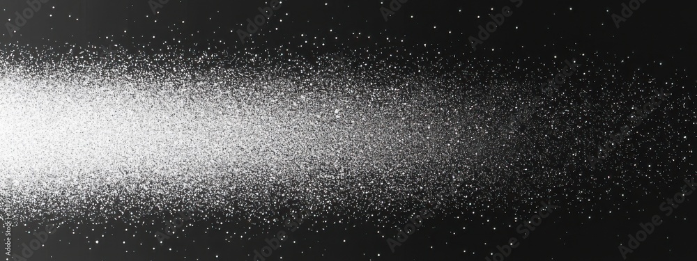 Poster cloud of glittering particles disperses across a dark background creating a mesmerizing visual effec