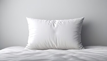 Pillow's Serenity: Capture the essence of tranquility with a pristine white pillow, resting atop a neatly made bed, a symbol of rest and peaceful slumber. 