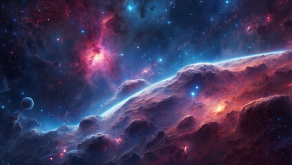 Fototapeta premium Stunning Space Background Featuring a Colorful Nebula Capturing the Wonders of the Universe
