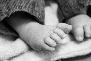 Baby feet black and white 
